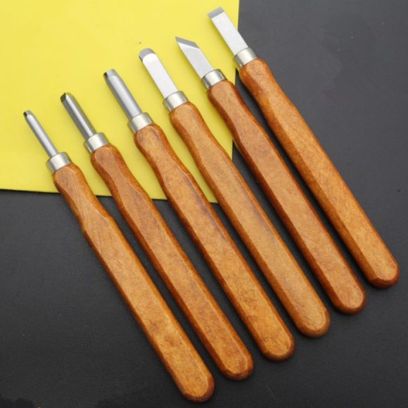 Mahogany 6 Sticks Carving Knife Handmade Woodcut Knife Eraser Engraving Set Woodcarving Tool - Image 6