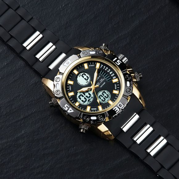 Electronic double display quartz watch men's steel belt business watch - Image 5