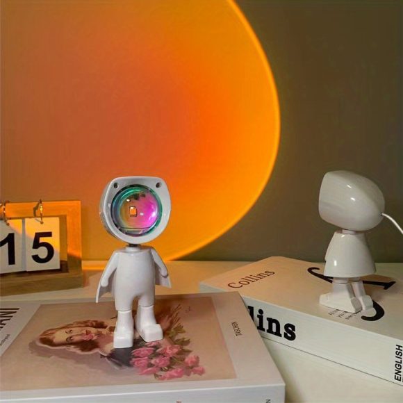 Rainbow Sunset Light Projector Lamp Atmosphere Led Night Light Romantic Mood Light Projector For Home Room Background Wall Decor Cute Robot Night Light Perfect For Home Decor - Image 8