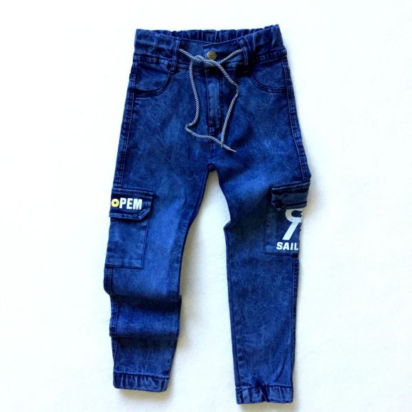 Boys' Monogram Print Multi-pocket Cargo Jeans - Image 3