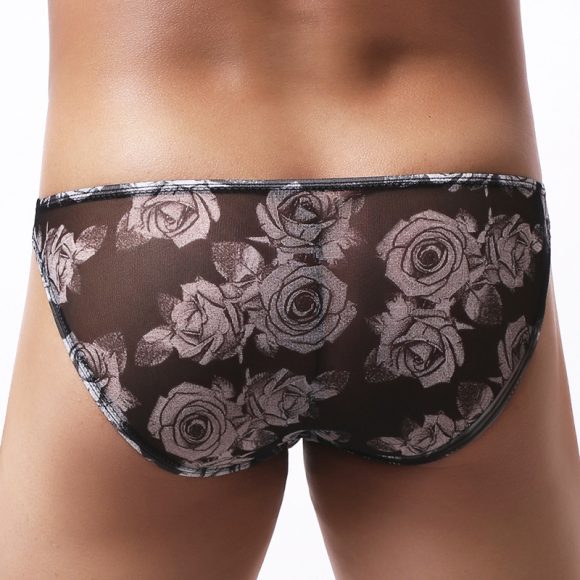 Men's Underwear Mesh Floral Print Small Briefs Color Ink Shorts - Image 6