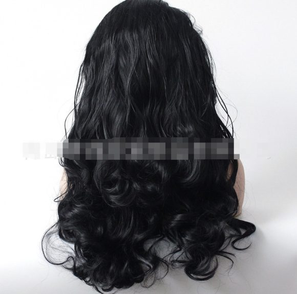 European and American fashion black big wave wig high-grade chemical fiber front lace head cover - Image 3