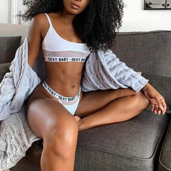 Sexy openwork letters split bikini - Image 6
