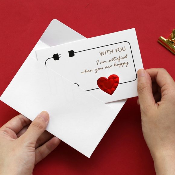 Solid Red Heart Greeting Card with Envelopes Romantic Letter I Love You Forever - Image 5