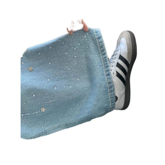 Women's Rhinestone High Waist Straight Jeans - Image 2