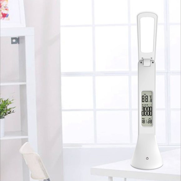 LED Table Lamp Dimmable Touch Desk Lamp Reading Light With Calendar Temperature Alarm Clock - Image 4