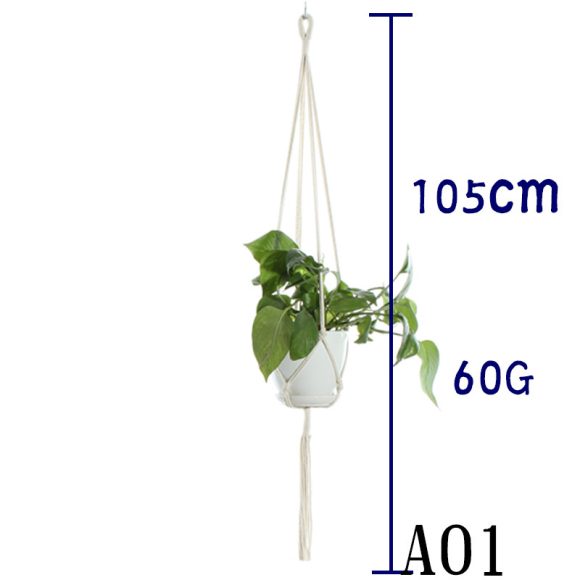 Flower Pot Net Bag Beige Cotton Rope Indoor Plant Hanger Hanging Basket Sling - Image 10