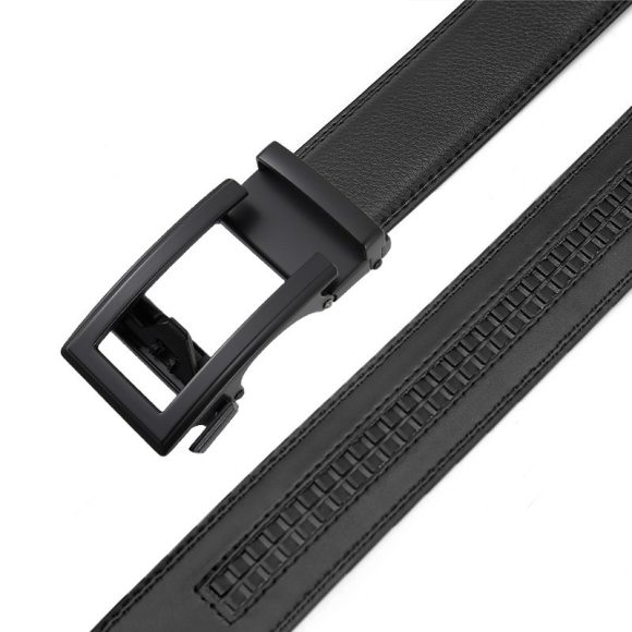 Men's Leather Belt Automatic Buckle Two-layer Cowhide Hollow - Image 9