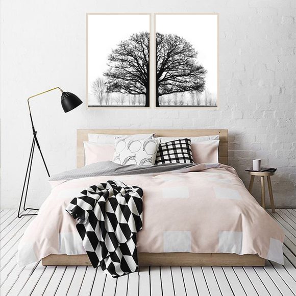 Black And White Winter Trees Modern Sofa Background Wall Decorative Painting - Image 5