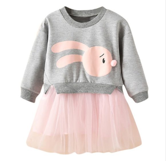New spring infant skirt 1 long sleeved dress 2 female baby cartoon 3 4 princess dress lace dress tide - Image 6