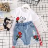 Kids Clothes White T-shirt Denim Skirt 2pcs Girls Suits - Image 2