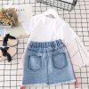 Kids Clothes White T-shirt Denim Skirt 2pcs Girls Suits - Image 10