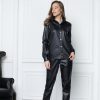 Women's Street Fashion Black PU Leather Urban Casual Shirt - Image 9