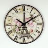 absolutely silent quartz vintage rose wall clock Effiel tower home hours decoration modern watch wall gift orologi da parete - Image 4