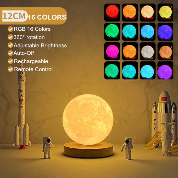 Creative 3D Magnetic Floating Levitating Moon Lamp Touch Control 3 Color Moon Light Lunar Night Light For Home Office Room Decor - Image 8
