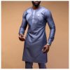 Blue Youth Stand Up Collar Casual Slim Fit Shirt