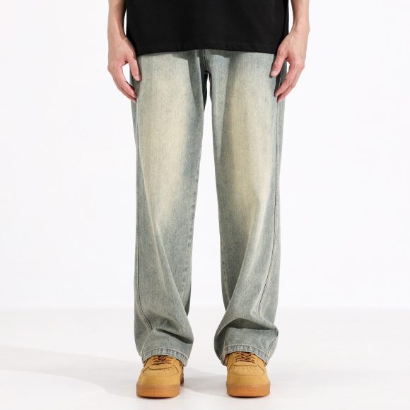 Yellow Mud Dyed Straight Jeans For Men - Image 3
