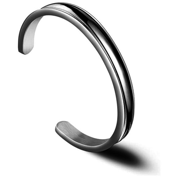 Stainless Steel C- Shaped Concave Open-ended Bracelet - Image 4