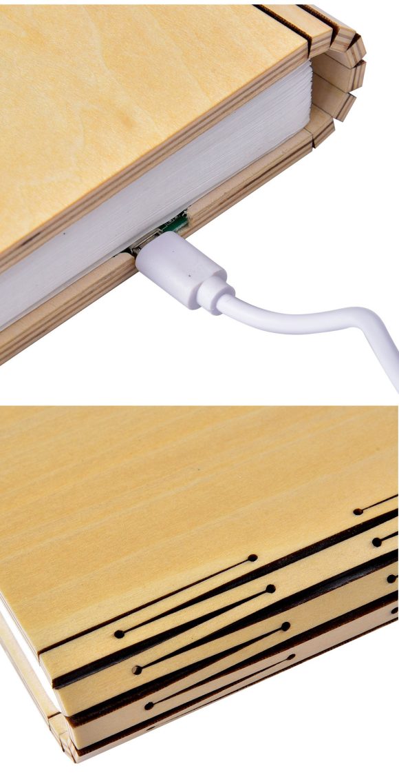 LED Night Light Folding Book Light USB Port Rechargeable Wooden Magnet  Lamp - Image 10