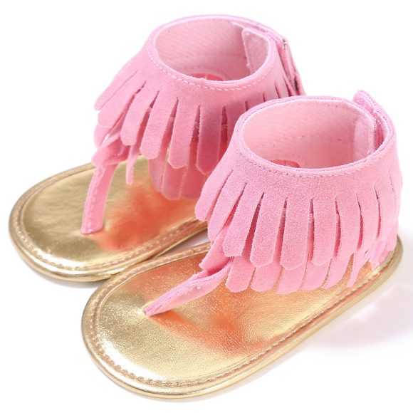 Children's sandals summer new girls sandals wholesale retro tassel flannel baby sandals - Image 4