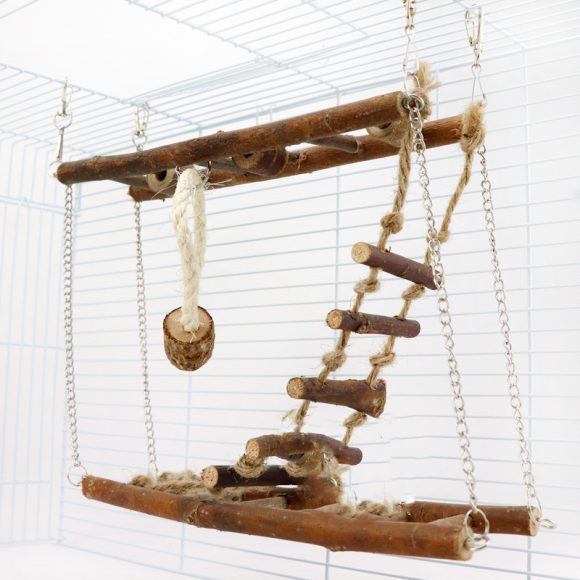 Suspension Bridge Wooden Ladder Bridge Climbing Frame Toy - Image 3