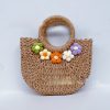 Straw Woven Bag Mori Style Sweet Flowers Hand-carrying Knitting - Image 3