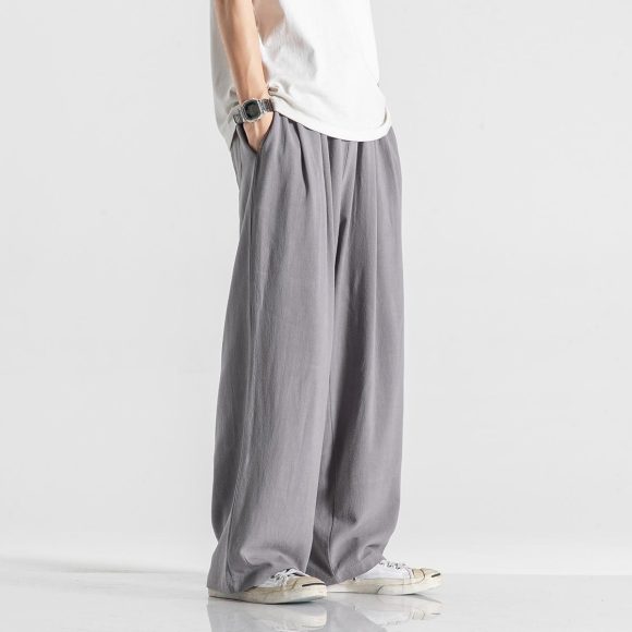 Lightweight Breathable Summer Plus Size Loose Straight Wide Leg Cotton And Linen Casual Pants - Image 10