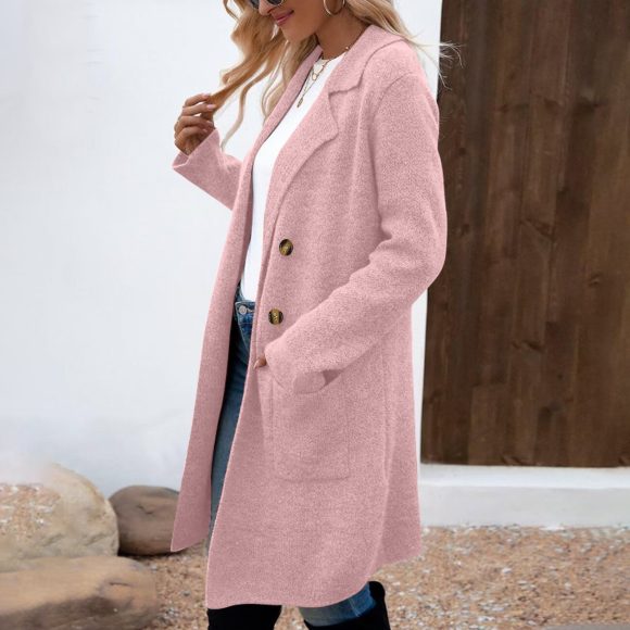 Women's Fashionable All-match Mid-length Woolen Coat Suit Jacket - Image 2