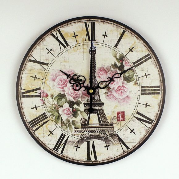 absolutely silent quartz vintage rose wall clock Effiel tower home hours decoration modern watch wall gift orologi da parete - Image 3
