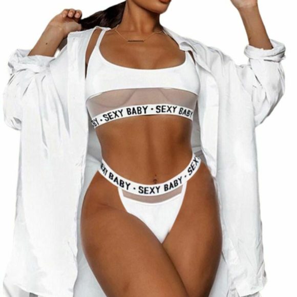 Sexy openwork letters split bikini - Image 5