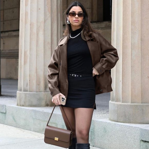 Women's Elegant Suit Collar Loose Leather Coat - Image 4