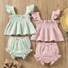 Girls' Solid Color Sling Top Hot Pants Suit - Image 6