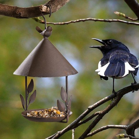American made old wrought iron bird feeder - Image 4