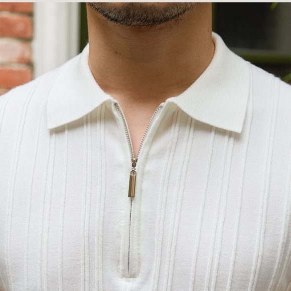 All-matching Slim Fit Sunken Stripe Knitwear Short Sleeve - Image 9