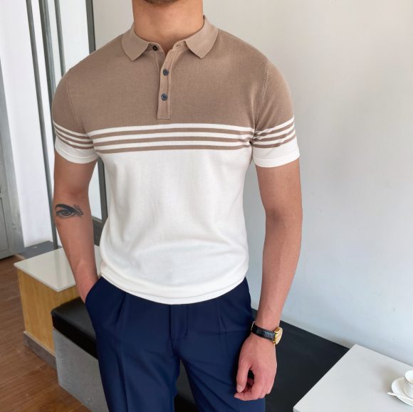 Casual Striped Thin Short-sleeved Polo Shirt - Image 5
