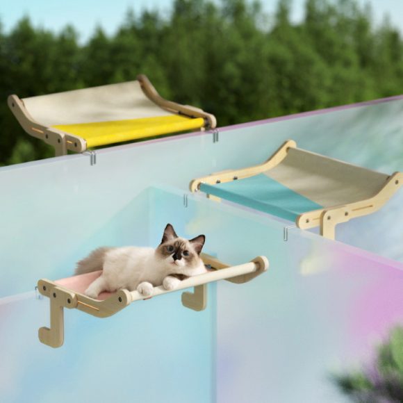 Mewoofun Pet Cat Window Perch 4 Color Wooden Assembly Hanging Bed Cotton Canvas Easy Washable Multi-Ply Plywood New Dropshipping - Image 8