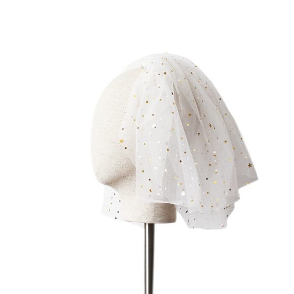 White Yarn Bridal Multi-layer Short Veil - Image 6