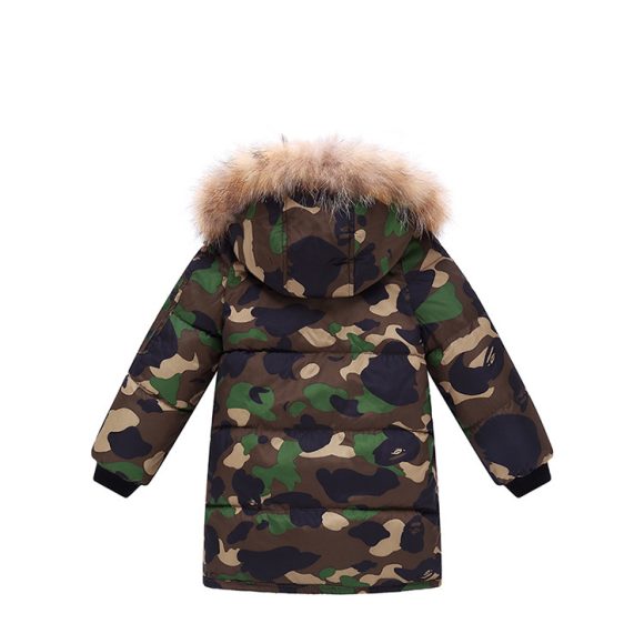 Children's Down And Wadded Jacket Camouflage Fur Collar Detachable Thickened Warm - Image 2