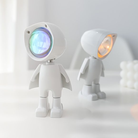 Rainbow Sunset Light Projector Lamp Atmosphere Led Night Light Romantic Mood Light Projector For Home Room Background Wall Decor Cute Robot Night Light Perfect For Home Decor - Image 10