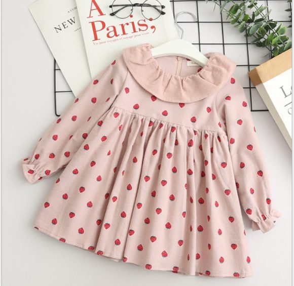 autumn dress, new girl princess dress, full print flower, bow knot long sleeve dress, children's clothing wholesale - Image 4