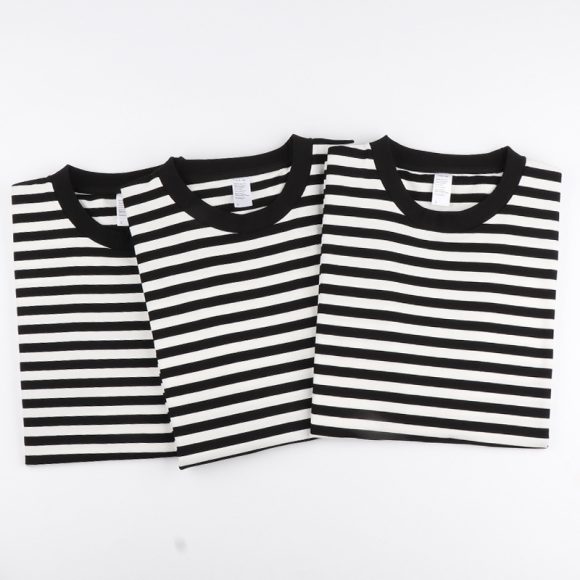 Striped Short Sleeve Simple Men's Versatile T-shirt Loose Top Half Sleeve Slim Striped Navy Skirt - Image 4