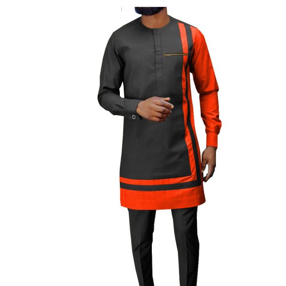 African Ethnic Printing Batik Cotton Men's Casual Suit - Image 9
