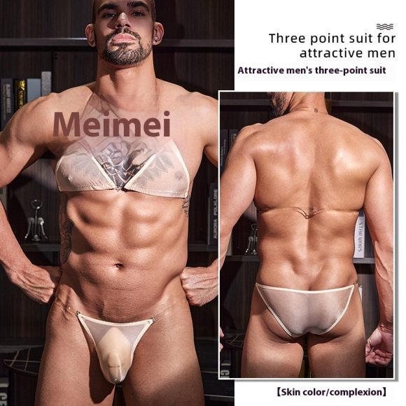 New Men's Thin Transparent Sexy Three-point Sexy Suit - Image 2