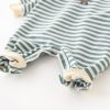 Male And Female Baby Cartoon Striped Dinosaur Embroidery Long-Sleeved Jumpsuit - Image 2