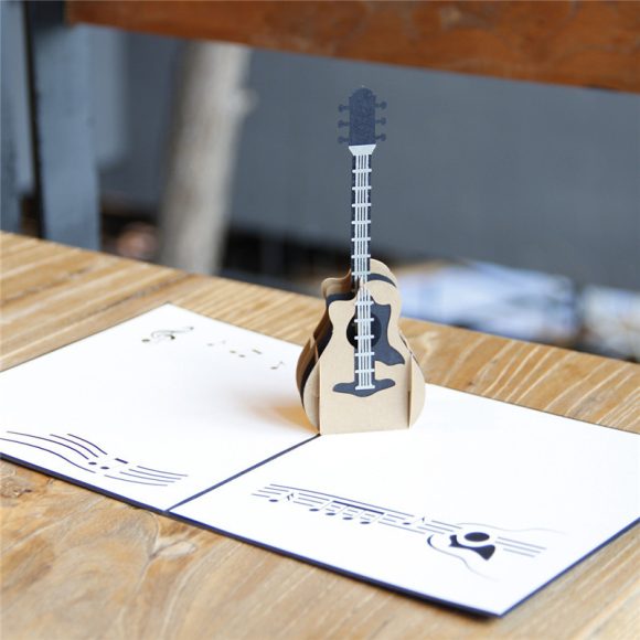 Birthday 3D Greeting Card Guitar Creative Handmade Gift Paper Carving - Image 6