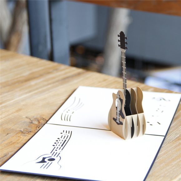 Birthday 3D Greeting Card Guitar Creative Handmade Gift Paper Carving - Image 5