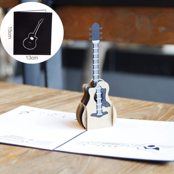 Birthday 3D Greeting Card Guitar Creative Handmade Gift Paper Carving - Image 3
