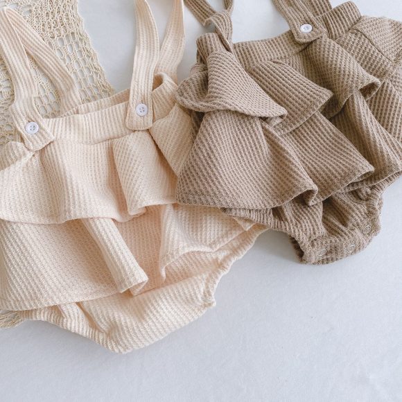 Baby Romper 0-2 Years Old Baby Clothes Baby Girl Foreign Style Pleated Lotus Leaf Sling Climber - Image 7