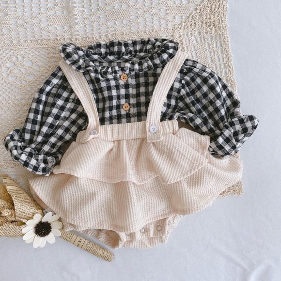 Baby Romper 0-2 Years Old Baby Clothes Baby Girl Foreign Style Pleated Lotus Leaf Sling Climber - Image 5