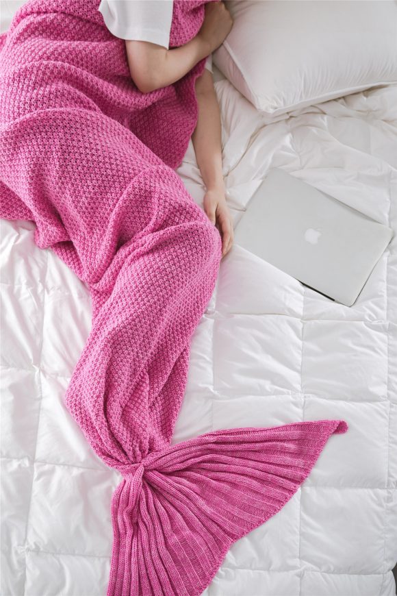 Mermaid Tail Blanket Knitted Crochet for Childern Super Soft Sleeping Blankets - Image 3